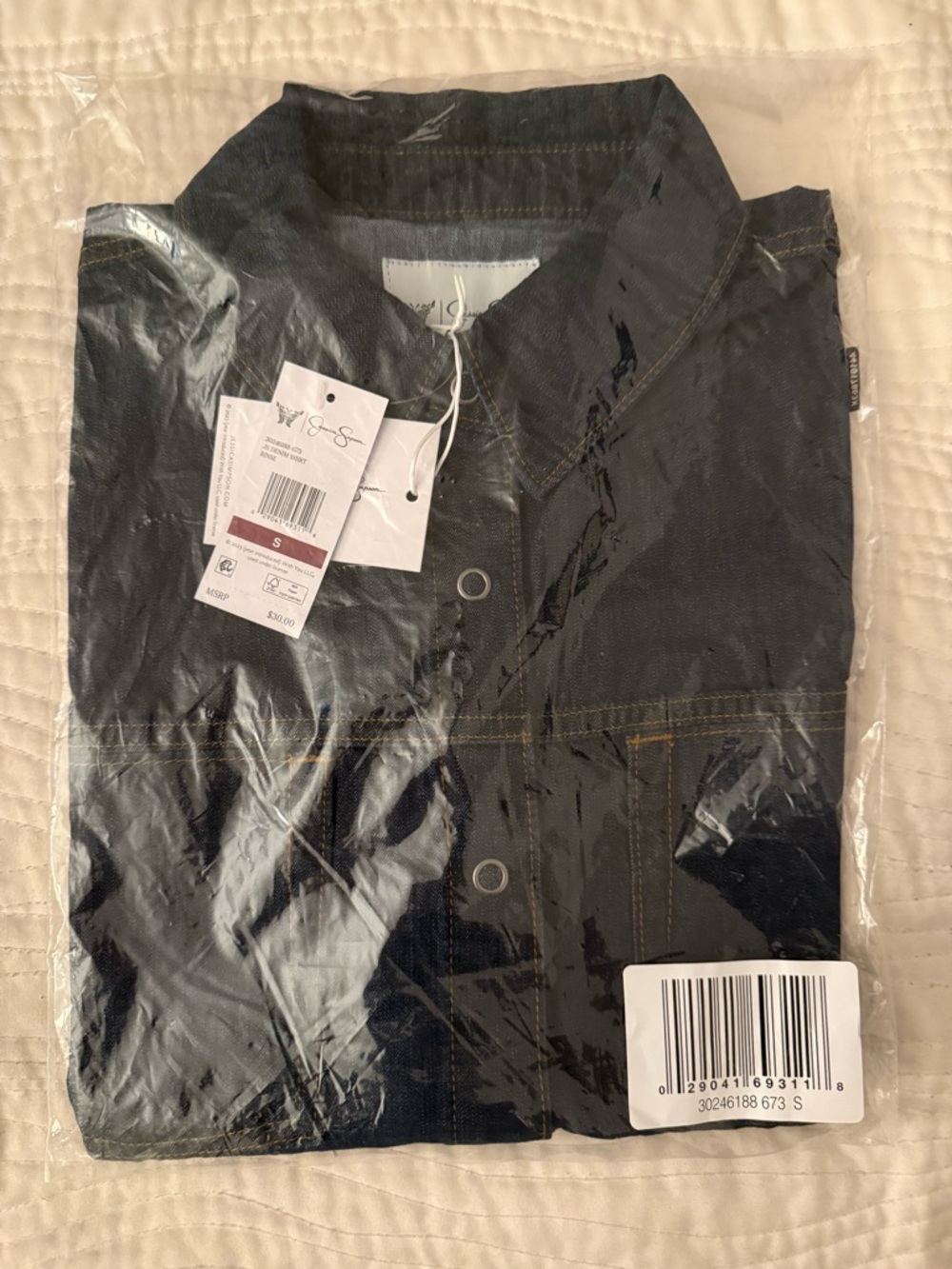 Jessica Simpson Dark Denim Button-Up Crop shirt